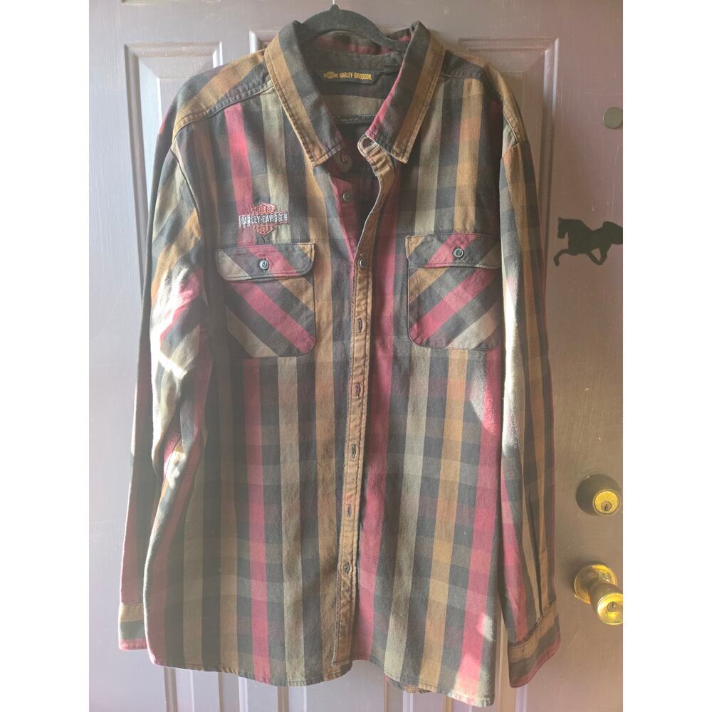 Harley Davidson Flannel Button Up Mens Size 3XL Embroided Logo New W/out Tags!!